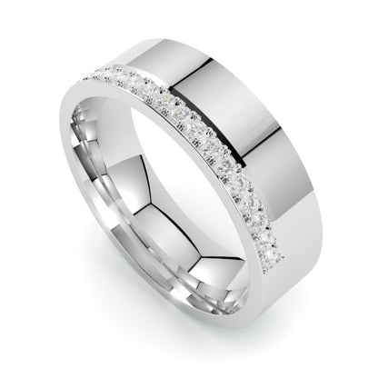 Elegancka obrączka ślubna z diamentami z białego złota próby 750 od GOLDPORT