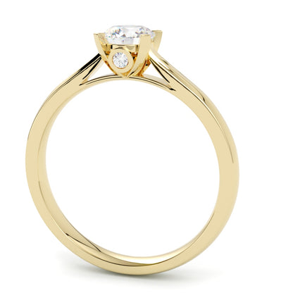 Pierścionek z diamentem Raya, szlif brylantowy, 2 diamenty niespodzianki pod oprawą, żółte złoto 750, GOLDPORT