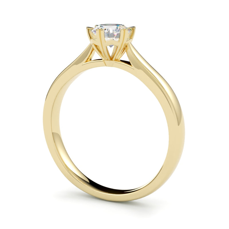 Pierścionek z diamentem, szlif brylantowy, żółte złoto 750, diament 1 ct oprawiony w 6 łapek, GOLDPORT