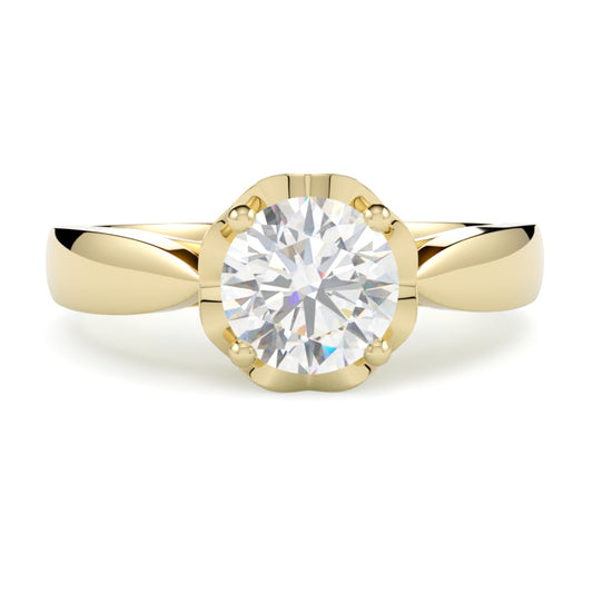 Pierścionek z diamentem Aspen od GOLDPORT, żółte złoto 585, nowoczesna oprawa diamentu w 4 łapki
