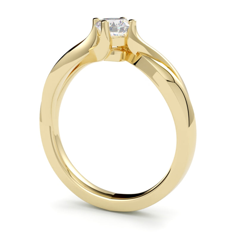 Pierścionek z diamentem, szlif brylantowy, żółte złoto 585,
