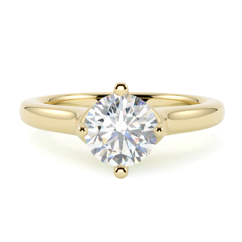 Pierścionek z diamentem w żółtym złocie 585, typ pierścionka solitaire, oprawa w 4 łapki, GOLDPORT