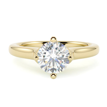 Pierścionek z diamentem w żółtym złocie 585, typ pierścionka solitaire, oprawa w 4 łapki, GOLDPORT
