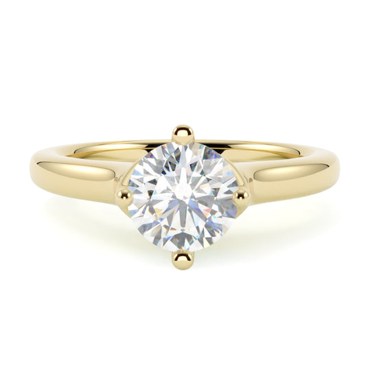 Pierścionek z diamentem w żółtym złocie 585, typ pierścionka solitaire, oprawa w 4 łapki, GOLDPORT