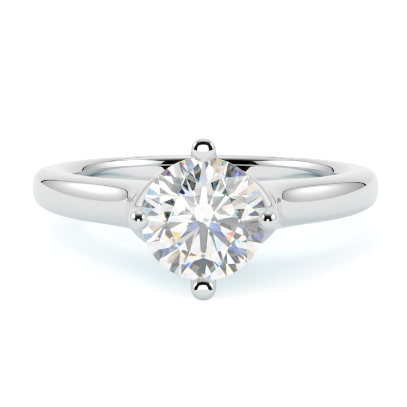 Pierścionek z diamentem w białym złocie 585, typ pierścionka solitaire, oprawa w 4 łapki, GOLDPORT