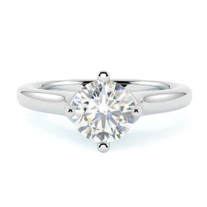 Pierścionek z diamentem w białym złocie 585, typ pierścionka solitaire, oprawa w 4 łapki, GOLDPORT