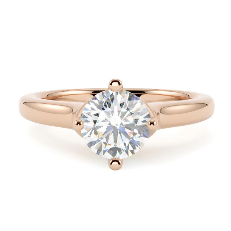 Pierścionek z diamentem w różowym złocie585, typ pierścionka solitaire, oprawa w 4 łapki, GOLDPORT