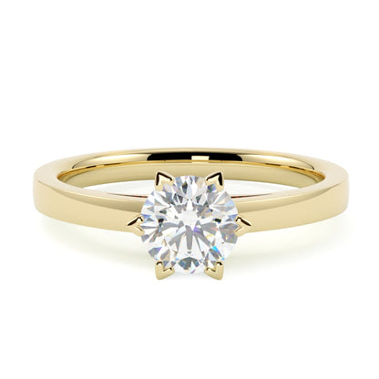 Pierścionek zaręczynowy z diamentem, żółte złoto 585, oprawa  w 6 łapek, GOLDPORT