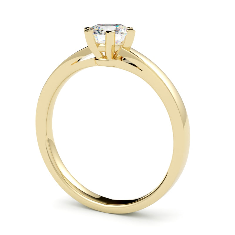 Pierścionek zaręczynowy z diamentem, żółte złoto 750, oprawa klasyczna w 6 łapek, GOLDPORT