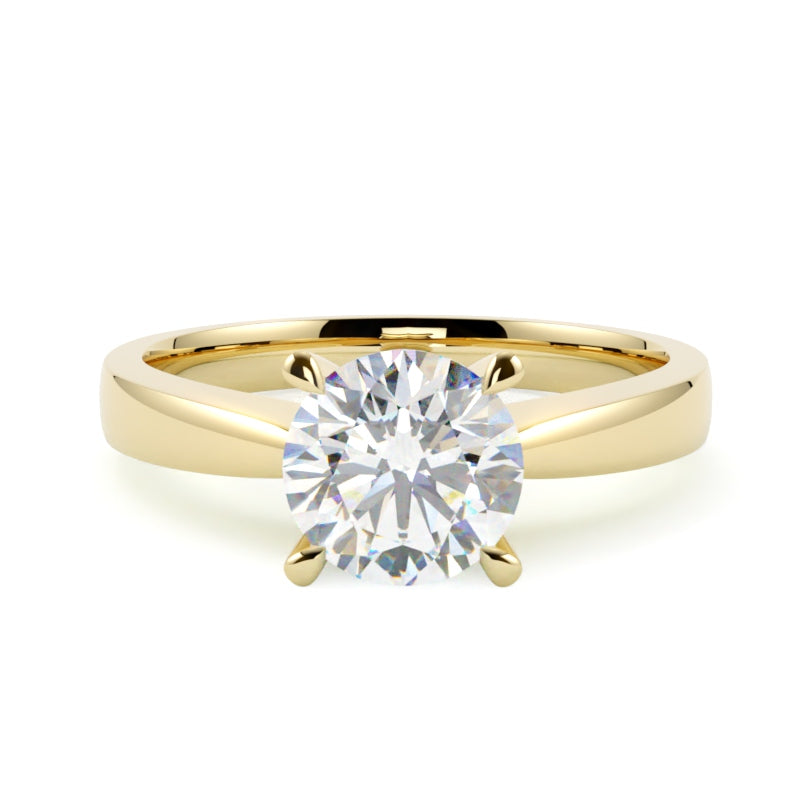 Pierścionek zaręczynowy z diamentem, żółte złoto 585, oprawa w 4 łapki, GOLDPORT