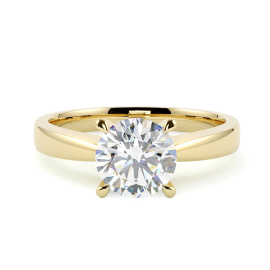 Pierścionek zaręczynowy z diamentem, żółte złoto 585, oprawa w 4 łapki, GOLDPORT
