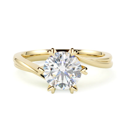 Elegancki pierścionek zaręczynowy z diamentem, żółte złoto 585, oprawa w 6 łapek, GOLDPORT