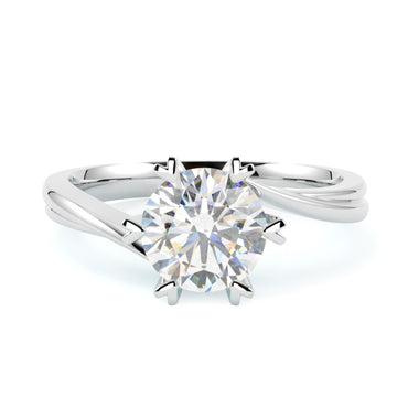 Elegancki pierścionek zaręczynowy z diamentem, białe złoto 585, oprawa w 6 łapek, GOLDPORT