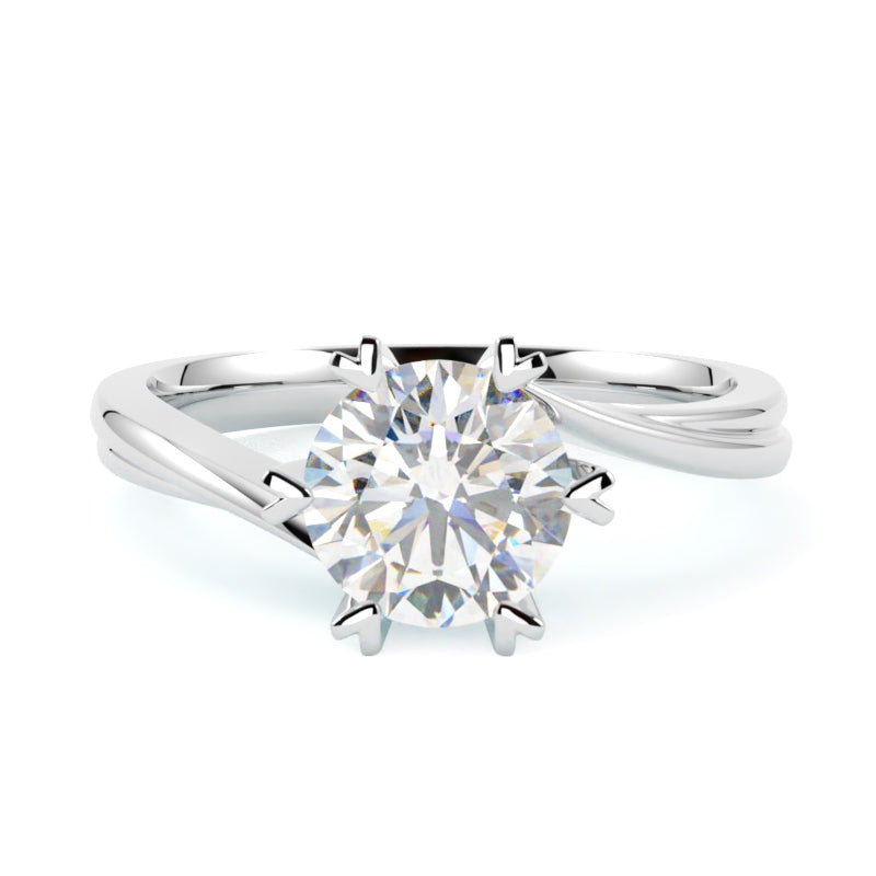 Elegancki pierścionek zaręczynowy z diamentem, białe złoto 585, oprawa w 6 łapek, GOLDPORT