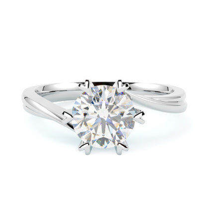 Elegancki pierścionek zaręczynowy z diamentem, białe złoto 585, oprawa w 6 łapek, GOLDPORT