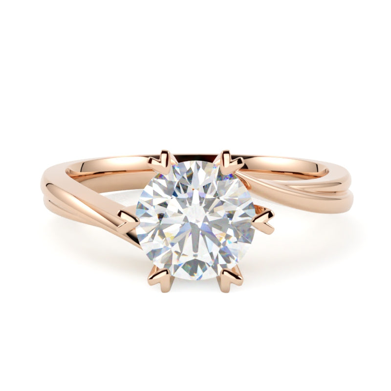Elegancki pierścionek zaręczynowy z diamentem, różowe złoto 585, oprawa w 6 łapek, GOLDPORT