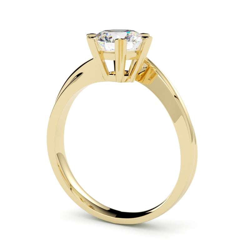 Pierścionek z diamentem, żółte złoto 750, oprawa w 6 łapek, GOLDPORT