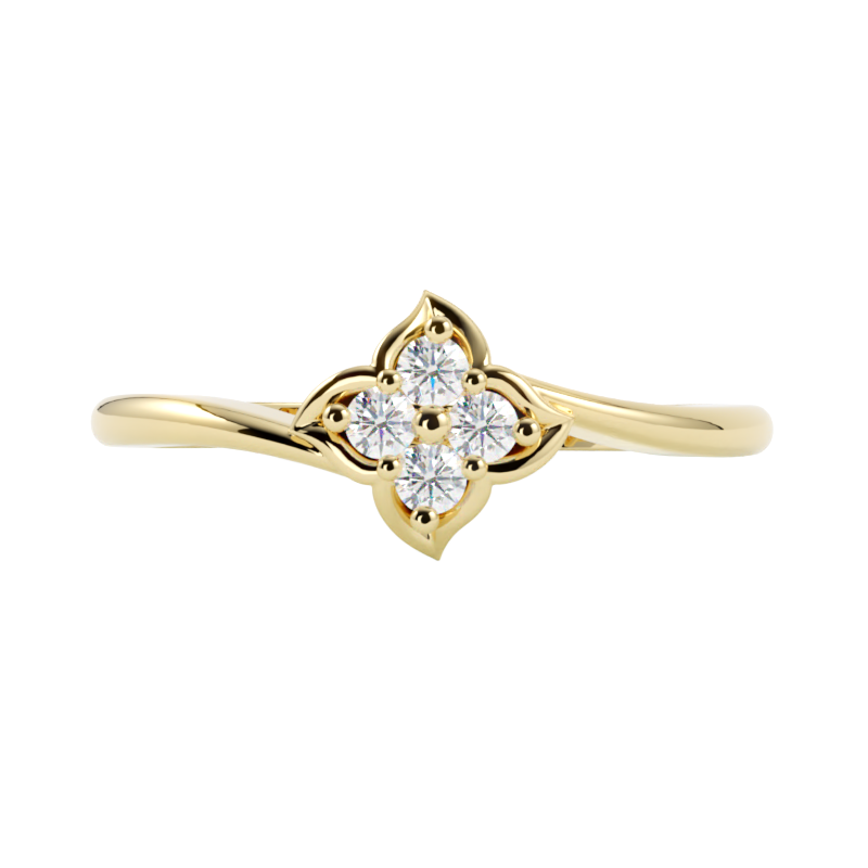 Pierścionek z diamentami Płomień, żółte złoto 585, GOLDPORT