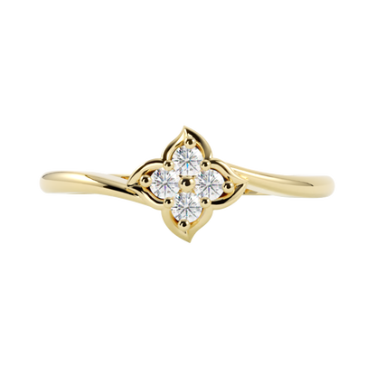 Pierścionek z diamentami Płomień, żółte złoto 585, GOLDPORT
