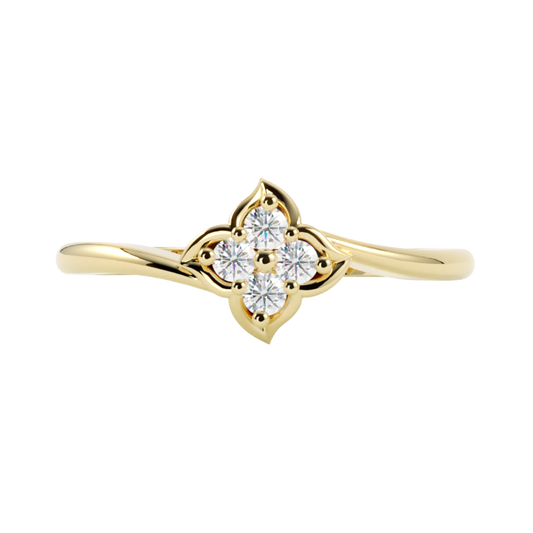 Pierścionek z diamentami Płomień, żółte złoto 585, GOLDPORT