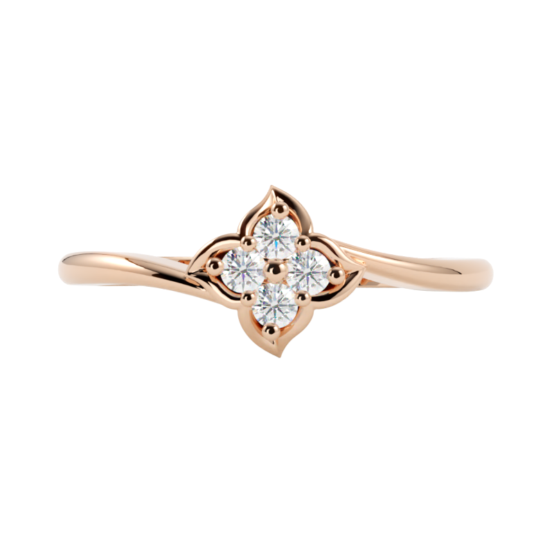 Pierścionek z diamentami Płomienie, różowe złoto 585, GOLDPORT