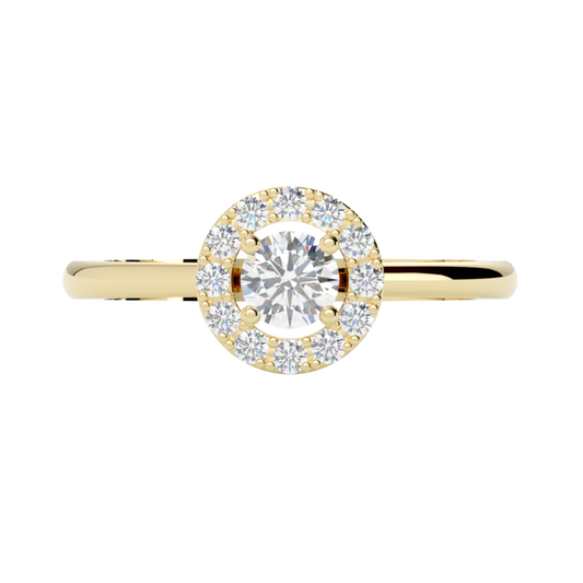 Soleil pierścionek z diamentami typu halo, żółte złoto 585, GOLDPORT