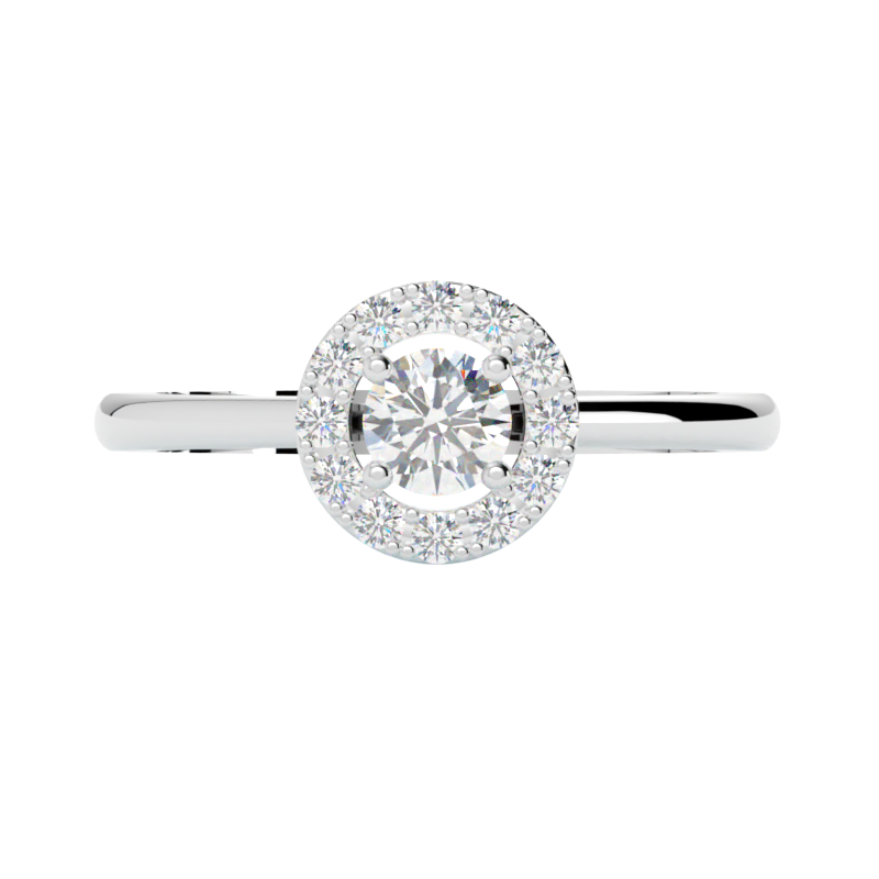 Soleil pierścionek z diamentami typu halo, białe złoto 585, GOLDPORT