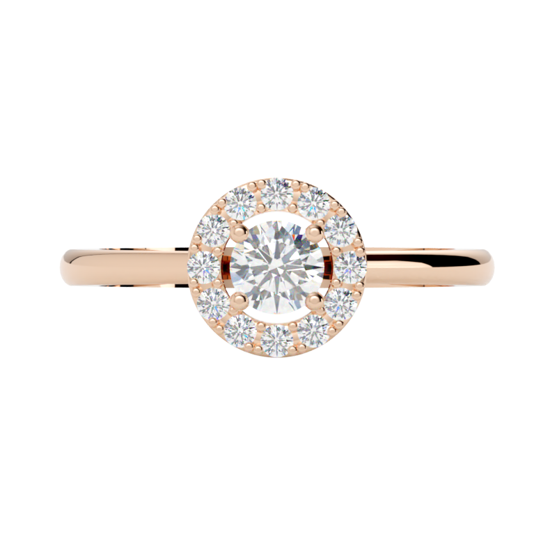 Soleil pierścionek z diamentami typu halo, różowe złoto 585, GOLDPORT