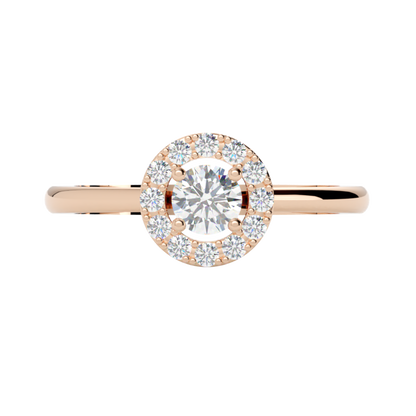 Soleil pierścionek z diamentami typu halo, różowe złoto 585, GOLDPORT