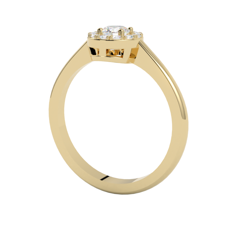 Pierścionek z diamentami typu halo Soleil , żółte złoto 750, GOLDPORT