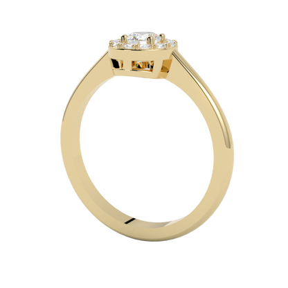 Pierścionek z diamentami typu halo Soleil , żółte złoto 750, GOLDPORT