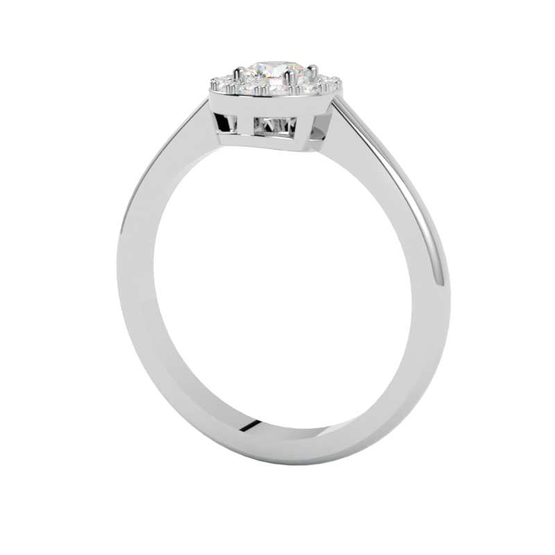 Pierścionek z diamentami typu halo Soleil , białe złoto 750, GOLDPORT