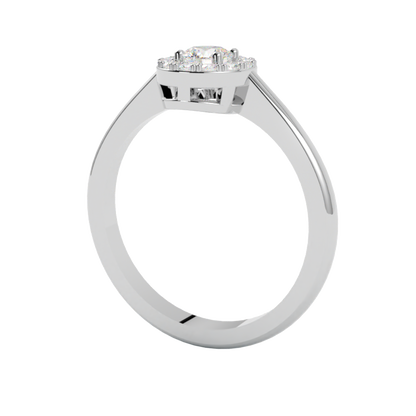 Pierścionek z diamentami typu halo Soleil , białe złoto 750, GOLDPORT