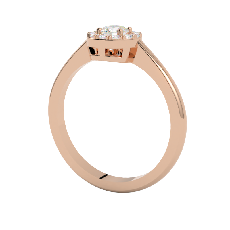 Pierścionek z diamentami typu halo Soleil , różowe złoto 750, GOLDPORT