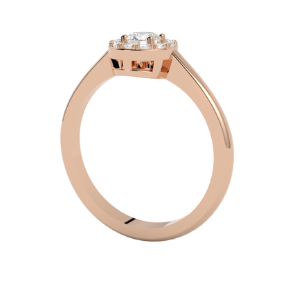 Pierścionek z diamentami typu halo Soleil , różowe złoto 750, GOLDPORT