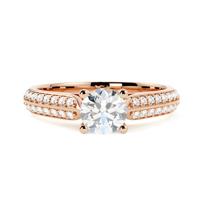 Pierścionek z różowego złota 585 z diamentem elegancki pierścionek dla tych co chcą więcej