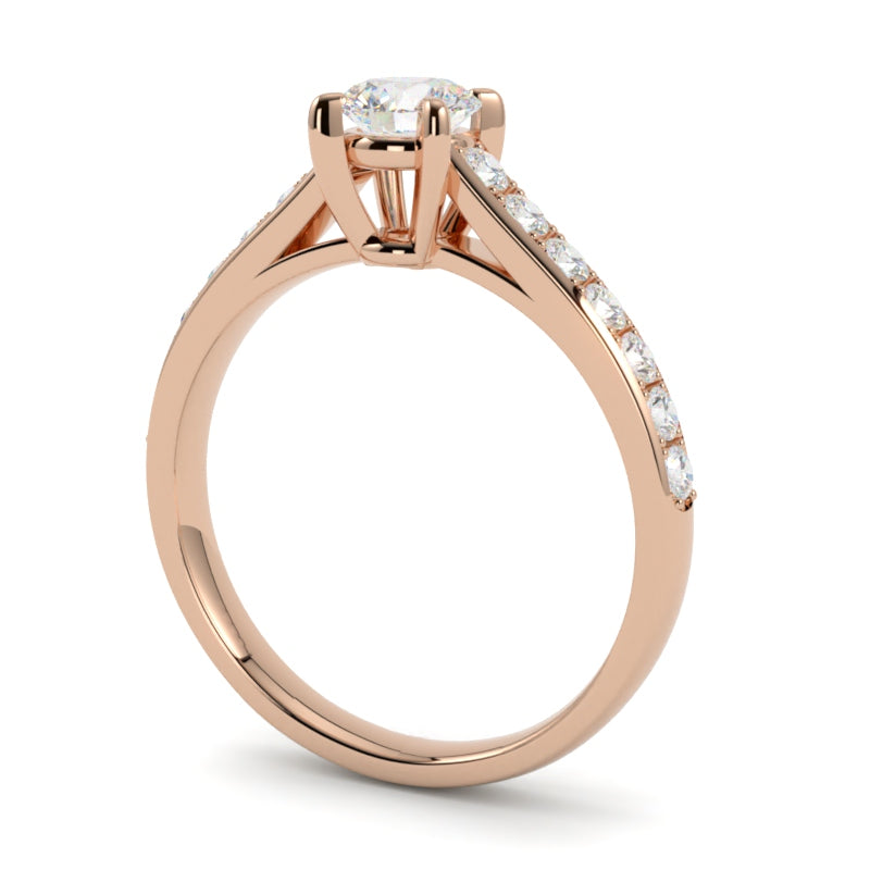 Pierścionek z różowego złota 750 z diamentami – ciepły odcień złota i naturalny diament