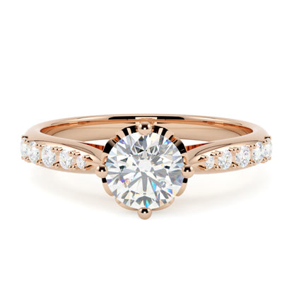 Model Mila z różowego złota 585 – pierścionek z naturalnym diamentem stworzony w Szczecinie