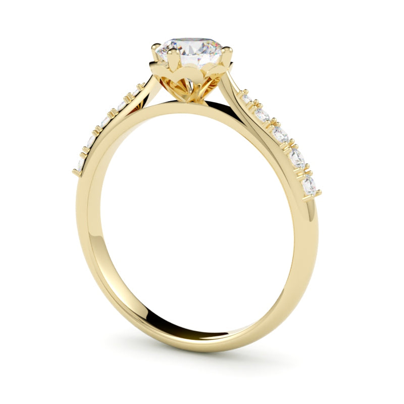 Pierścionek Mila z diamentem w żółtym złocie 750 – wyjątkowy projekt GOLDPORT Szczecin