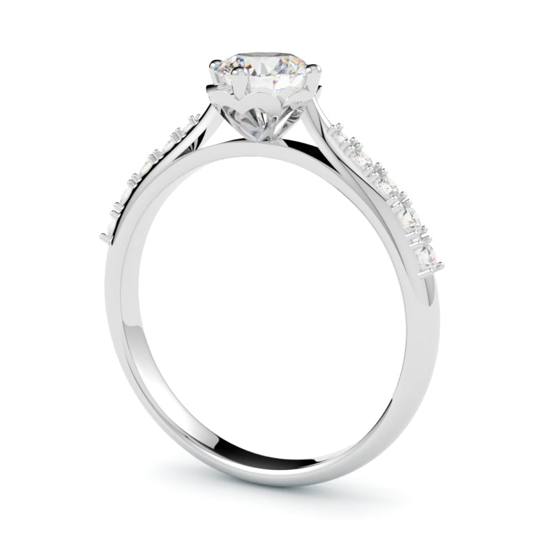 Mila – pierścionek zaręczynowy z diamentem w białym złocie 750, zaprojektuj po swojemu