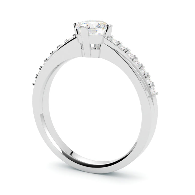 Willow – pierścionek zaręczynowy w białym złocie 750, delikatny połysk diamentu