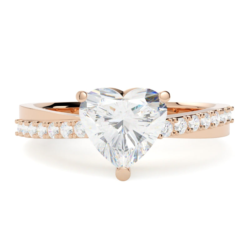 Pierścionek z diamentem Lily z różowego złota 585 – romantyczny projekt z naturalnym diamentem serce od GOLDPORT