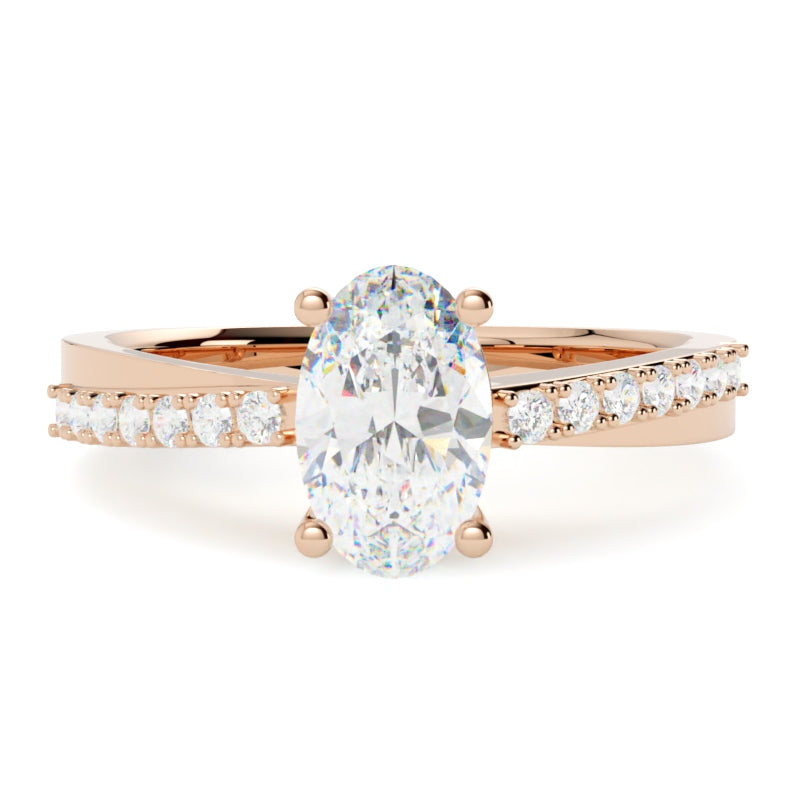 Pierścionek z diamentem owal Tessa z różowego złota 585 – nowoczesny projekt biżuterii Goldport