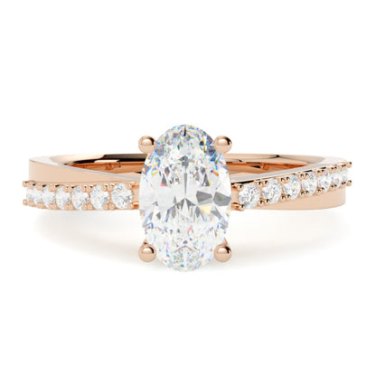 Pierścionek z diamentem owal Tessa z różowego złota 585 – nowoczesny projekt biżuterii Goldport