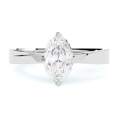 Pierścionek z diamentem owal Capri w białym złocie 585 – precyzyjnie wykonany pierścionek zaręczynowy