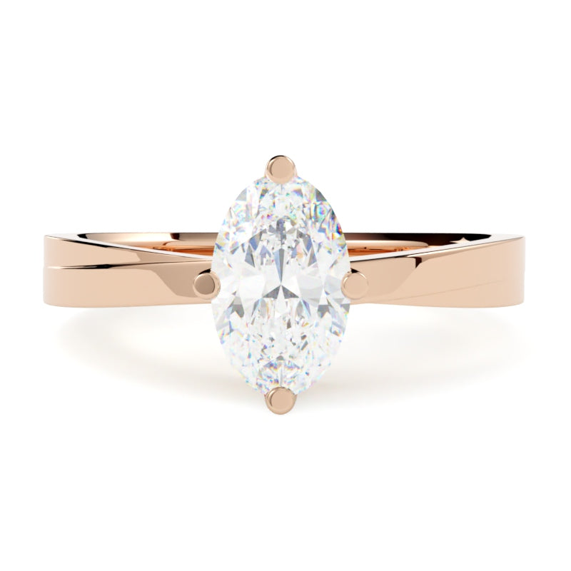 Pierścionek z diamentem Capri z różowego złota 585 – nowoczesna forma z naturalnym diamentem owal GOLDPORT