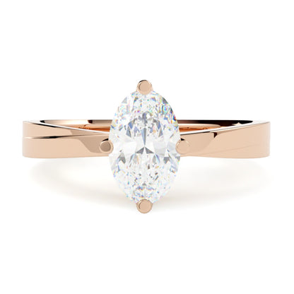 Pierścionek z diamentem Capri z różowego złota 585 – nowoczesna forma z naturalnym diamentem owal GOLDPORT