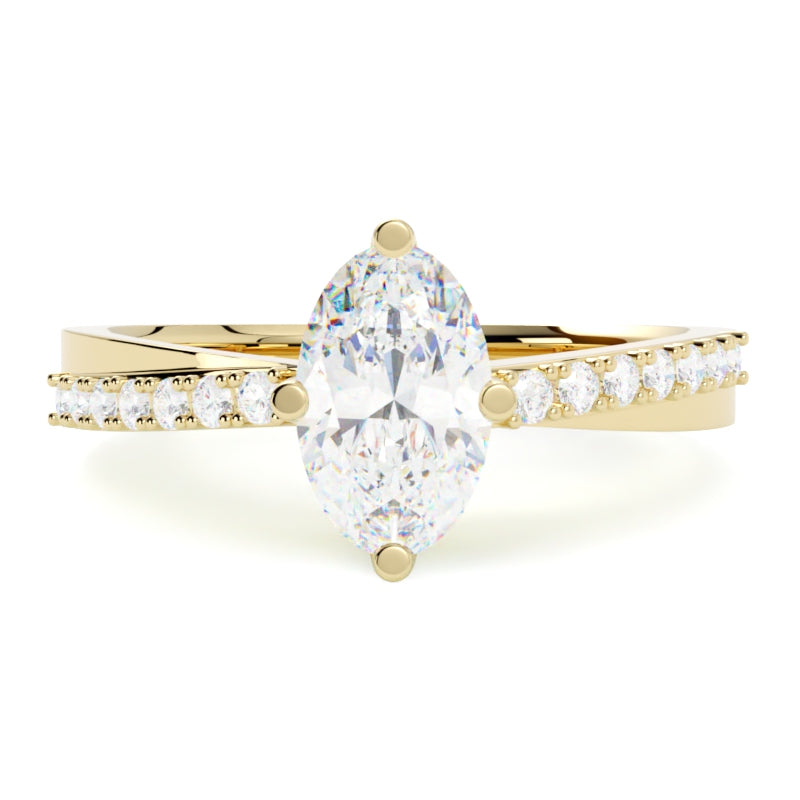 Pierścionek zaręczynowy z diamentem owalnym z żółtego złota 585 – elegancja i precyzja jubilerska GOLDPORT Szczecin