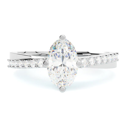 Pierścionek zaręczynowy z białego złota 585 – naturalny diament owalny w klasycznej oprawie