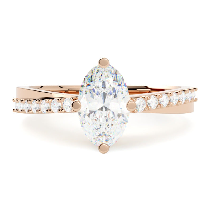 Pierścionek z różowego złota 585 z diamentem owal – elegancka biżuteria od GOLDPORT Szczecin